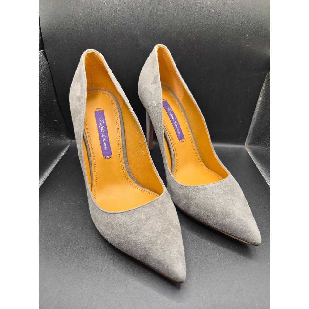 Ralph Lauren Celia Gray Suede Pointed-Toe High Heels Size 35.5 B Made In Italy